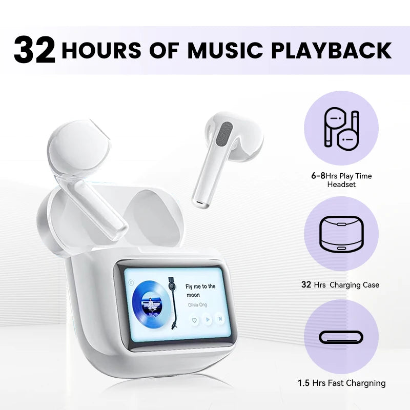 W12 ANC Noise Cancelling Earphones Wireless Bluetooth Earphones TWS Touchscreen Mini Earphones