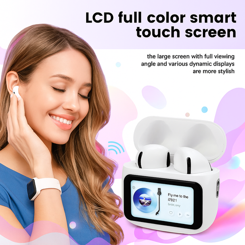 W12 ANC Noise Cancelling Earphones Wireless Bluetooth Earphones TWS Touchscreen Mini Earphones